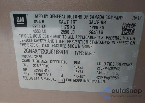 2018 Chevrolet Equinox Lt from USA, damaged, VIN 2GNAXTEXXJ6168414